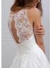 Ivory Lace Taffeta Keyhole Back Long Wedding Dress